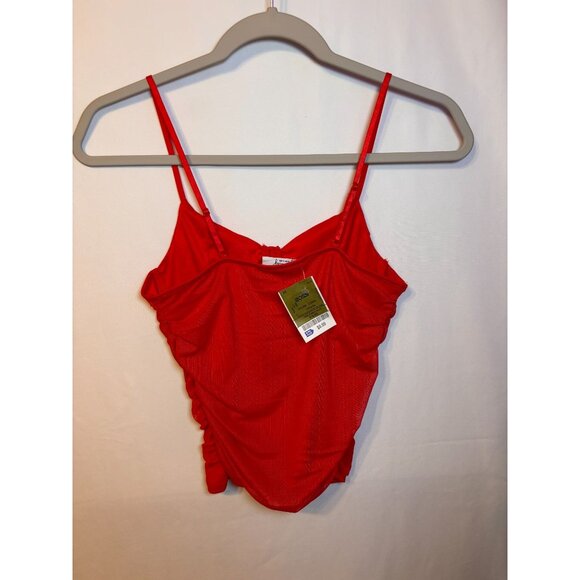 Red Ruched Mesh Cami Top Size M - Picture 4 of 5